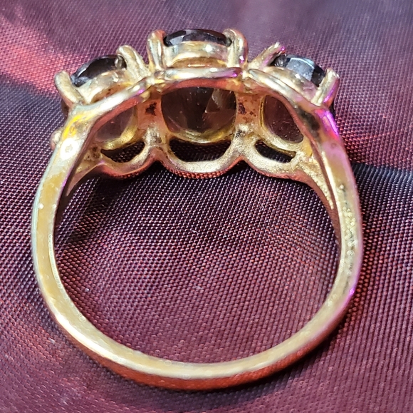 SETA Gold Tone Sterling Silver Ring w/Stones - Picture 9 of 10